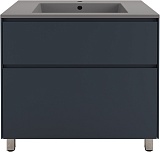 Style Line Тумба с кварцевой раковиной серый шелк Лима 80 Plus эмаль графит матовая